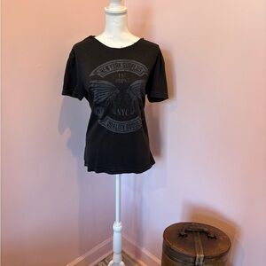 Roebuck & Co Black Graphic Short-Sleeve Tee with Wing Emblem